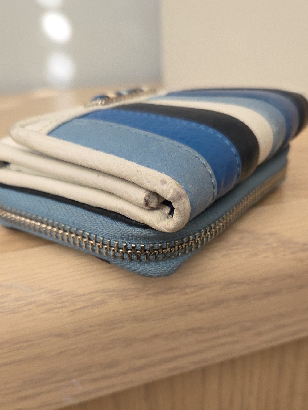 Rare VintageBrighton Barbados Double Flap Trifold Blue & White Leather Wallet - Picture 14 of 14